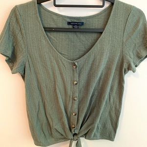 American Eagle crop tie shirt